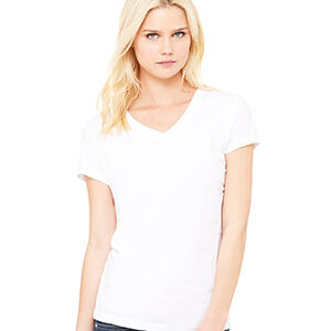 Bella-Canvas B6005 Womens Jersey Short Sleeve V-Neck Tee - White- Medium