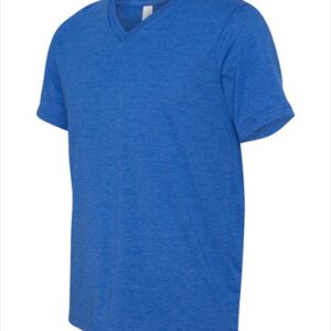Bella-Canvas C3415 Unisex Short Sleeve V-Neck T-Shirt - True Royal Triblend- Large
