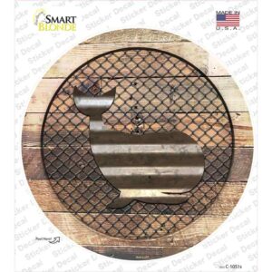 C-1051s-M Whale on Wood Novelty Circle Sticker Decal - Medium