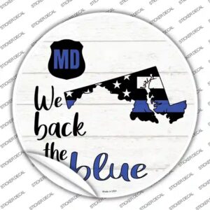 C-1249s-S Maryland Back the Blue Novelty Circle Sticker Decal - Small