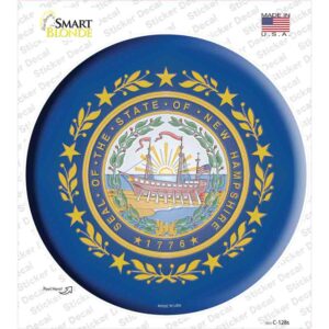 C-128s-M Hampshire State Flag Novelty Circle Sticker Decal - Medium