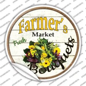 C-805s-L Farmers Market Bouquets Novelty Circle Sticker Decal - Large