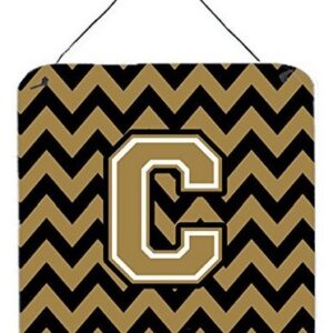 CJ1050-CDS66 Letter C Chevron Black & Gold Wall or Door Hanging Prints, 6 x 0.02 x 6 in.