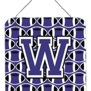 CJ1068-WDS66 Letter W Football Purple & White Wall or Door Hanging Prints