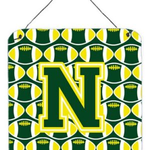 CJ1075-NDS66 Letter N Football Green & Yellow Wall or Door Hanging Prints
