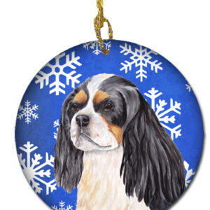 Cavalier Spaniel Winter Snowflakes Holiday Ceramic Ornament