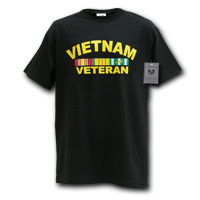 Classic Military T-Shirt, Vietnam Vet, Black, Small
