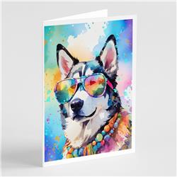DAC2563GCA7P 5 x 7 in. Siberian Husky Hippie Dawg Greeting Cards - Pack of 8