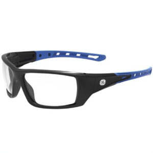 General Electric 2022108 Impact-Resistant Clear Lens Safety Glass, Black & Blue