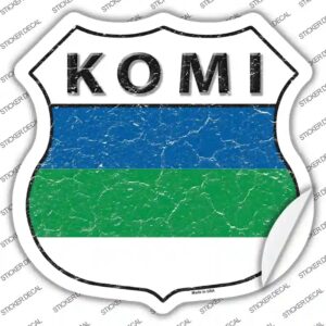 HS-301s-S Komi Flag Novelty Highway Shield Sticker Decal - Small