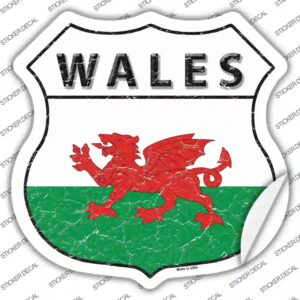 HS-455s-L Wales Flag Novelty Highway Shield Sticker Decal - Large