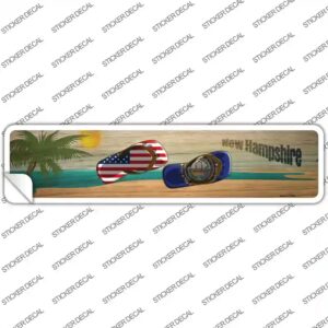 K-1502s-L Hew Hampshire & US Flag Novelty Narrow Sticker Decal - Large