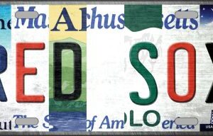 LP-13186 6 x 12 in. Red Sox Strip Art Novelty Metal License Plate Tag