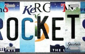 LP-13221 6 x 12 in. Rockets Strip Art Novelty Metal License Plate Tag