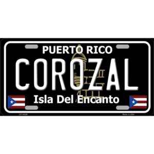 LP-14256 12 x 6 in. Corozal Puerto Rico Black Novelty Rectangle Metal License Plate
