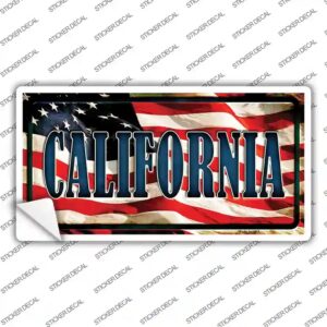 LP-3616s-S California on American Flag Novelty Sticker Decal - Small