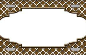 LP-4305 Brown White Quatrefoil Center Scallop Metal Novelty License Plate