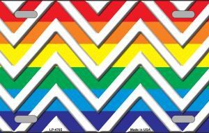 LP-4765 Rainbow White Chevron Metal Novelty License Plate