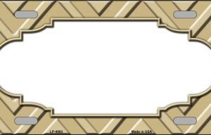 LP-4993 Gold Light Gold Scallop Chevron Monochromatic Metal Novelty License Plate