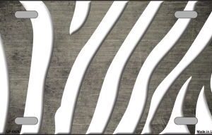 LP-6928 Tan White Zebra Oil Rubbed Metal Novelty License Plate