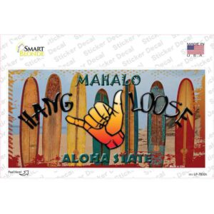 LP-7832s-M Hang Loose Surfboards Hawaii State Novelty Sticker Decal - Medium