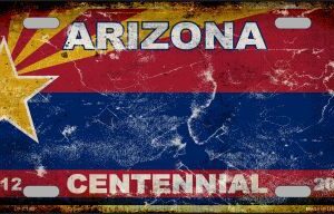 LP-8190 Arizona Centennial State Background Rusty Novelty Metal License Plate