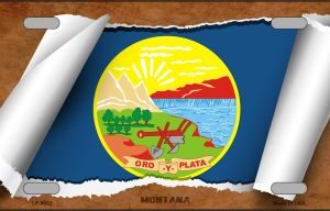 LP-9032 6 x 12 in. Montana Flag Scroll Novelty Metal License Plate