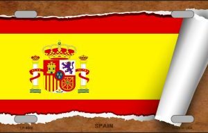 LP-9086 6 x 12 in. Spain Flag Scroll Novelty Metal License Plate