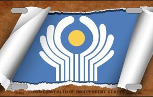 LP-9161 6 x 12 in. Commonwealth of Independent States Flag Scroll Novelty Metal License Plate