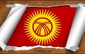 LP-9208 Kyrgyzstan Flag Scroll Novelty Metal License Plate - 6 x 12 in.
