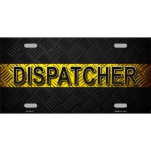 LP-9415 6 x 12 in. Dispatcher Yellow Line Metal License Plate