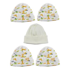 LS-0362 Beanie Baby Caps, Yellow & Prints - One Size - 5 per Pack