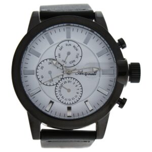 M-WAT-1286 Black Leather Strap Watch for Men, AG1901-17