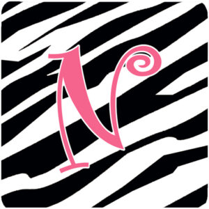 Monogram - Zebra Stripe And Pink Foam Coasters - Set 4, Initial Letter N