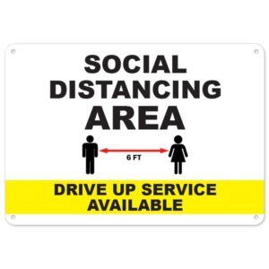 OS-NS-P-710-25516 Covid-19 Notice Sign - Social Distancing Area Drive Up Space Available