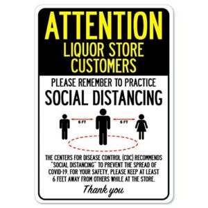 OS-NS-RD-710-25361 Covid-19 Notice Sign - Attention Liquor Store Customers Practice Social Distancing