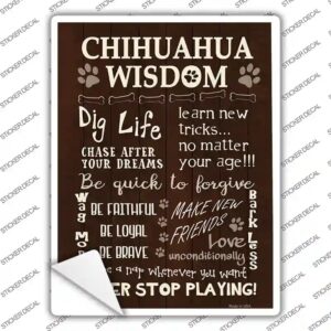 P-1568s-S Chihuahua Wisdom Novelty Rectangle Sticker Decal - Small