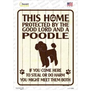 P-1685s-M Protected by A Poodle Novelty Rectangle Sticker Decal - Medium