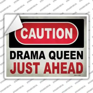 P-2507s-L Caution Drama Queen Novelty Rectangle Sticker Decal - Large