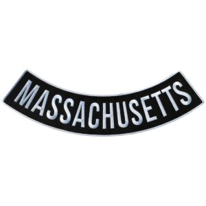 PPM5041 12 x 3 in. Massachusetts Bottom Rocker Patch - Black & White
