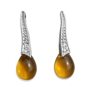 Rhodium Plating 925 Sterling Silver Earrings with AAA Grade CZ, Clear