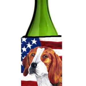 SC9005LITERK USA American Flag With Beagle Wine bottle sleeve Hugger - 24 oz.