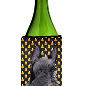 SC9184LITERK Scottish Terrier Candy Corn Halloween Portrait Wine Bottle Hugger - 24 oz.