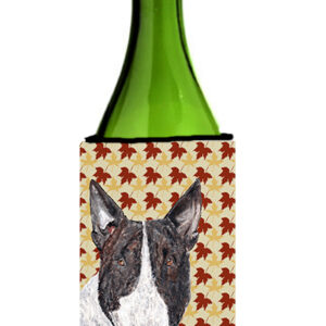 SC9547LITERK Bull Terrier Fall Leaves Wine bottle sleeve Hugger