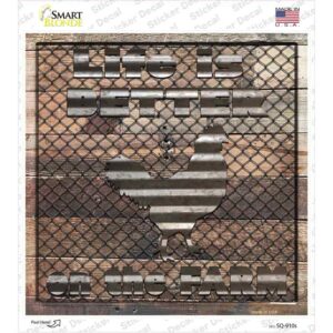 SQ-910s-M Better on the Farm Corrugated Chicken Novelty Square Sticker Decal - Medium