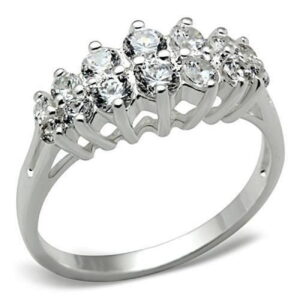 SS056-6 Women Silver 925 Sterling Silver Ring with AAA Grade CZ in Clear - Size 6