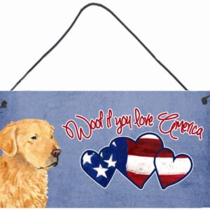 SS4988DS612 Woof If You Love America Golden Retriever Wall and Door Hanging Prints