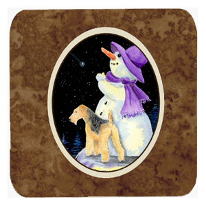 SS8956FC Snowman with Lakeland Terrier Foam Coasters- Set - 4