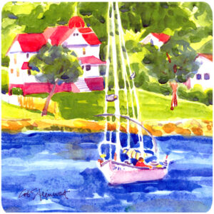 Sailboat On The Lake Foam Coasters - Set 4
