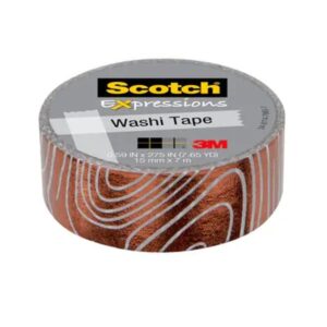 Scotch SCOTCH-007 0.59 x 275 in. Washi Tape White & Copper Foil Swirl